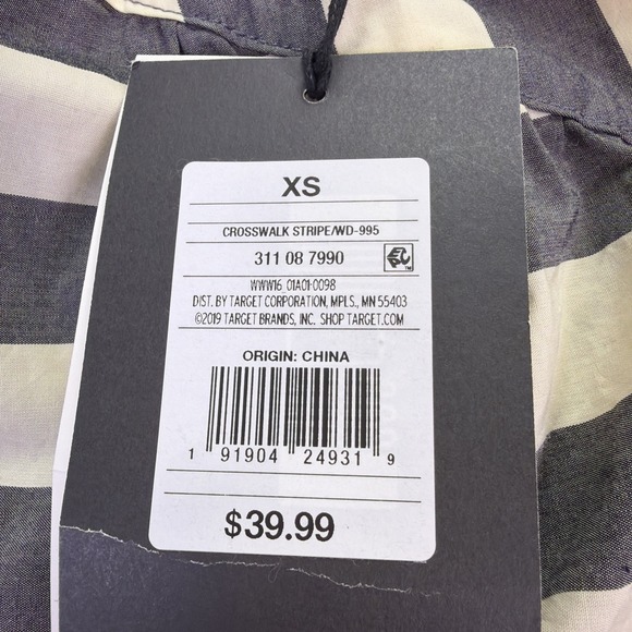 NWT 'Who What Wear' One Shoulder Sundress Womens XS Black/White Stripe w/Pockets - Picture 7 of 11